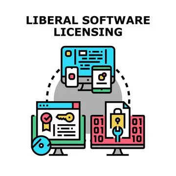 Liberal software licensing concept for digital development Stock-Illustration