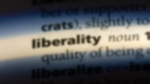 Liberality word in a dictionary. Stock Footage 99562181