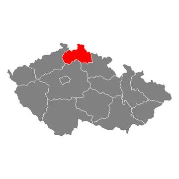 Liberec Region of Czech republic map, travel web flat concept icon vector ill Stock Illustration