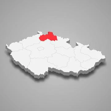 Liberec region location within Czech Republic 3d map Stock Illustration