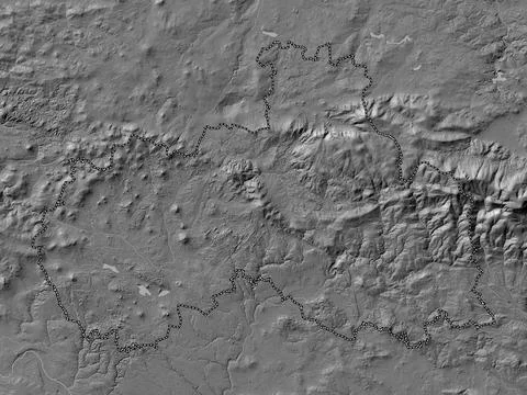 Liberecky, Czech Republic. Bilevel elevation map with lakes and rivers Stock Illustration