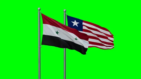 Liberia and Syria two flags Stock Footage 294263421