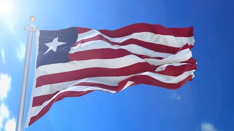 Liberia animated flag pack in 3D and green screen Video stock 119932701