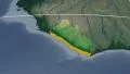 Liberia extruded. Bumps shaded. Graticule. 4k or 4k+ Resolution