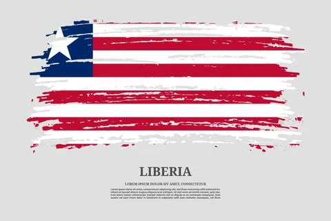 Liberia flag with brush stroke effect and information text poster, vector Illustrazione stock
