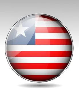 Liberia flag button Stock Illustration