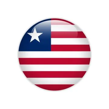Liberia flag on button Stock Illustration