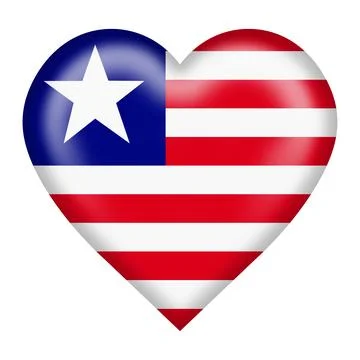 A Liberia flag heart button Stock Illustration