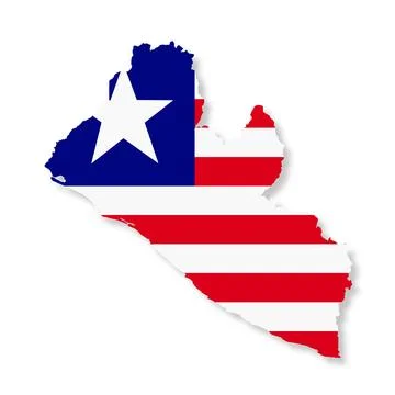 Liberia flag map on white background with clipping path 3d illustration Stock Illustration