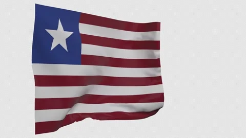 Liberia flag on pole Stock Footage 148456771