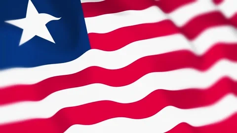 Liberia Flag Seamless Loop 4k 60fps on Sky Background Stock Footage 340347467