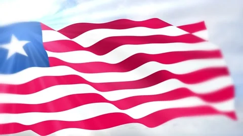 Liberia Flag Seamless Loop 4k 60fps on Sky Background Stock Footage 340626097