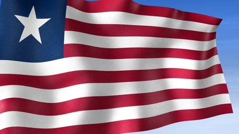 Liberia Flag - Set of 3 Angles with Masks [3WaveSeries] Stock Footage 106051045