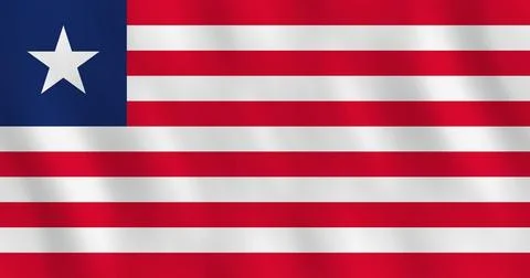 Liberia flag with waving effect, official proportion. Illustrazione stock