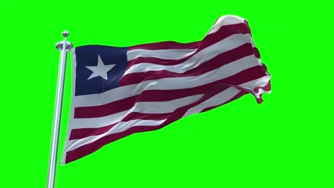 Liberia Flag Waving in Loopable and Textured green screen background Stock Footage 296876316