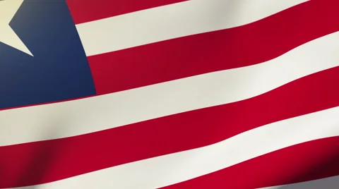 Liberia flag waving in the wind. Looping sun rises style.  Animation loop Video stock 48906512
