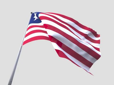 Liberia flying flag isolate on white background. 스톡 일러스트