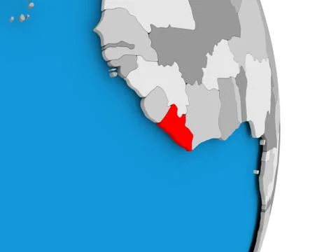 Liberia on globe Stock Illustration