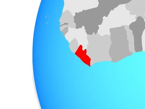 Liberia on globe Stock Illustration