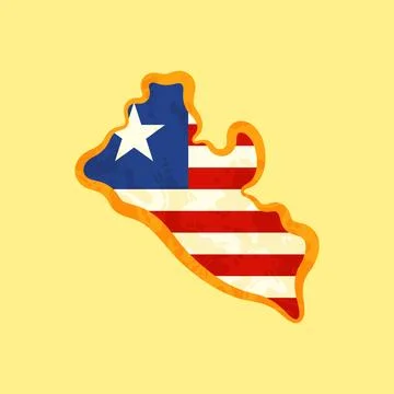 Liberia - Map colored with the flag Illustrazione stock