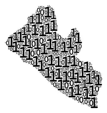 Liberia Map Composition of Binary Digits 스톡 일러스트
