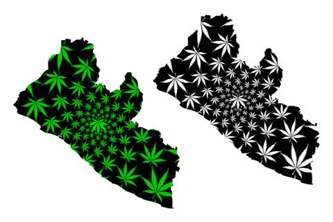 Liberia - map is designed cannabis leaf Stock Illustration