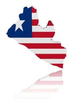 Liberia map flag 3d render with reflection illustration Stock Illustration