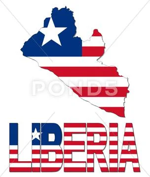 Liberia map flag and text illustration Stock Illustration