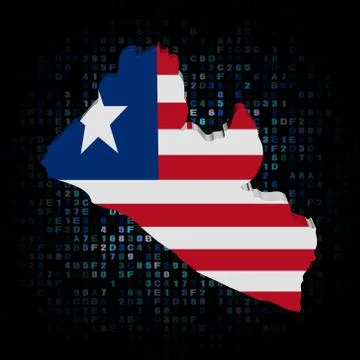 Liberia map flag on hex code illustration Stock Illustration