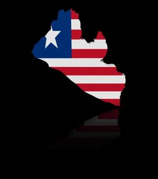 Liberia map flag with reflection illustration Stock Illustration