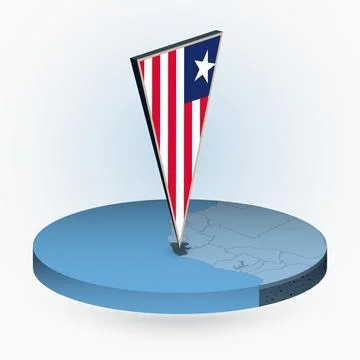 Liberia map in round isometric style with triangular 3D flag of Liberia Stock Illustration