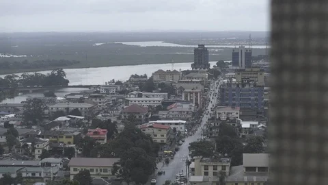 Liberia, Monrovia, Aerial View of City Stock Footage