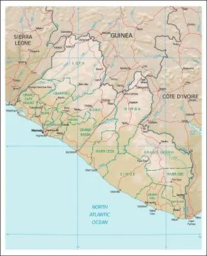 Liberia physiography map Stock Illustration