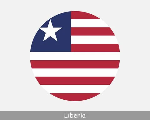Liberia Round Flag Stock Illustration