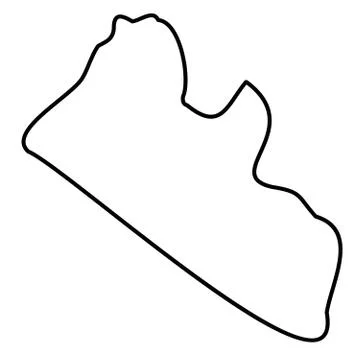 Liberia - solid black outline border map of country area. Simple flat vector Stock Illustration