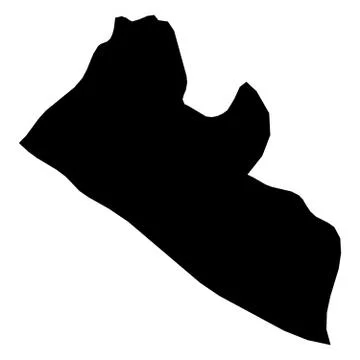 Liberia - solid black silhouette map of country area. Simple flat vector Stock Illustration