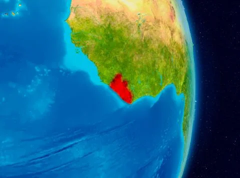 Liberia from space Stock Illustration