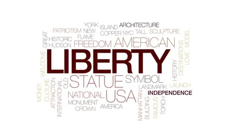 Liberty animated word cloud, text design animation. Kinetic typography. Stock Footage 78045617