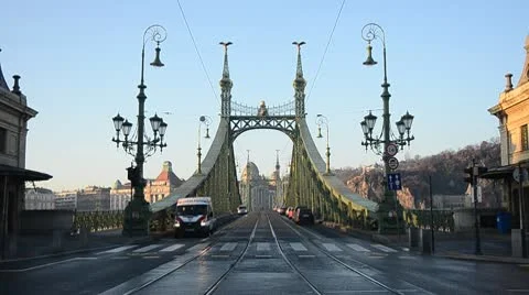 Liberty Bridge Budapest Stock Footage 10560519