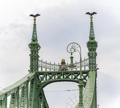 Liberty Bridge A picture of the upper section of the Liberty Bridge s towe... Stock Photos
