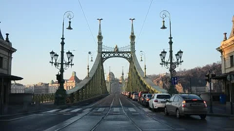 Liberty Bridge2 Budapest Stock Footage 10560901