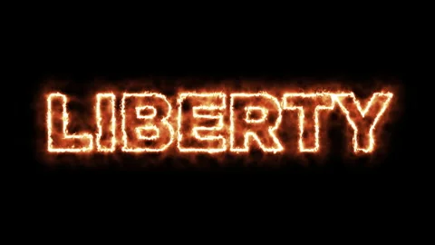 Liberty burning word, fire text. Stock Footage 233293202