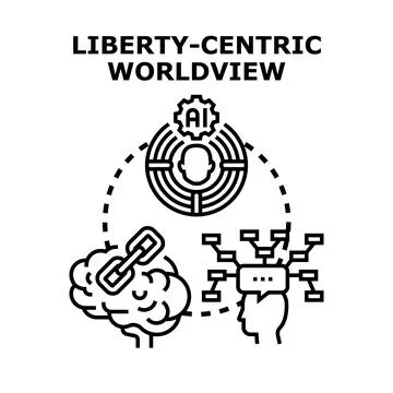 Liberty centric worldview icon concept vector Stock Illustration