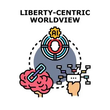 Liberty centric worldview icon concept vector Stock Illustration