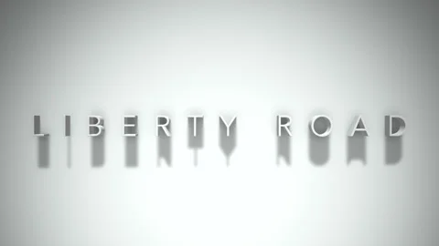 Liberty road 3D title animation white text on a white background Vídeo Stock 299747656