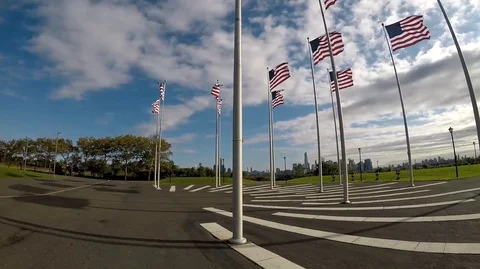 Liberty State Park Flags Stock Footage 101184182
