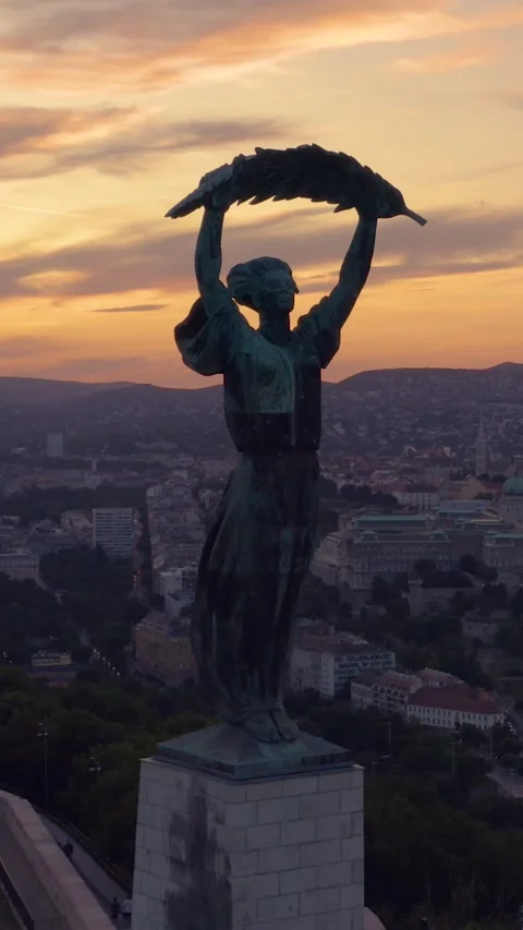 Liberty Statue in Budapest Stock Footage 221486264