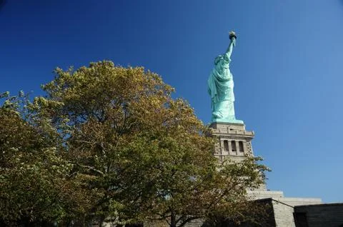 Liberty statue with tree Stock Photos