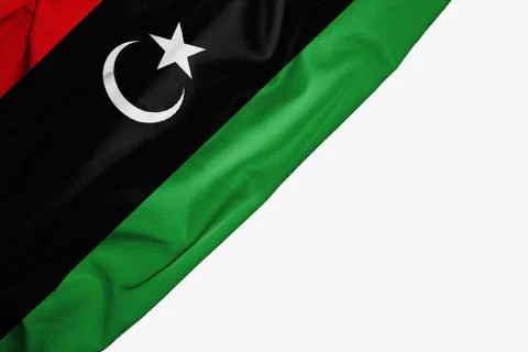 Libia flag of fabric with copyspace for your text on white background. Stock Illustration