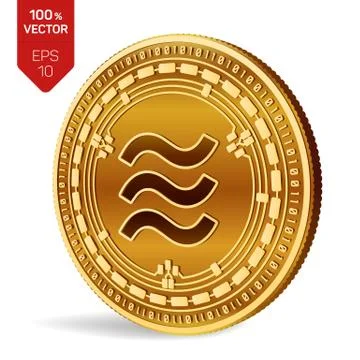 Libra. 3D isometric Physical coin. Digital currency. Cryptocurrency. Golden c Stock Illustration